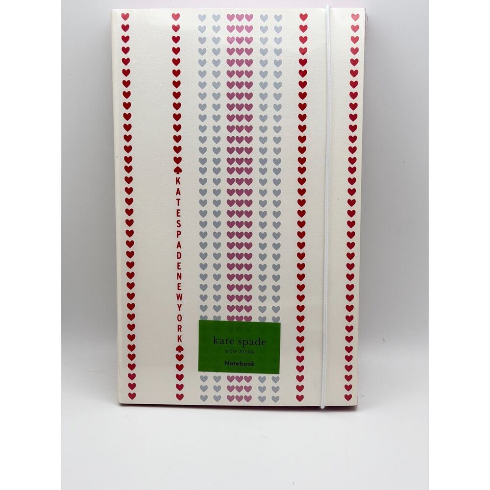 Kate Spade Heart Pinstripe Large Notebook With Elastic Closure 168 Lined Pages D